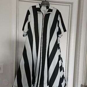 Black and White Striped Midi Dress